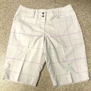 Nike Golf Dri-Fit Light Gray Purple Grid Plaid 12" Shorts Women's  Small EUC